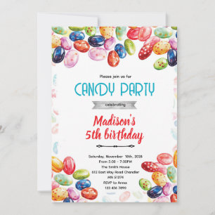 Cute jellybean party theme invitation