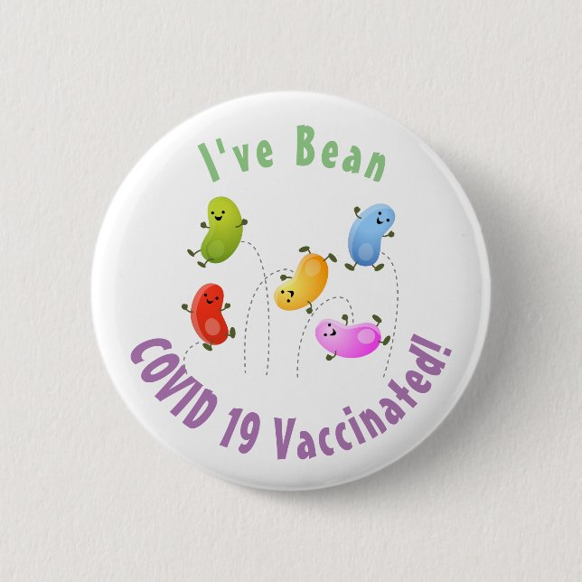 Cute jellybeans jumping cartoon vaccinated 6 cm round badge (Front)