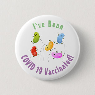 Cute jellybeans jumping cartoon vaccinated 6 cm round badge