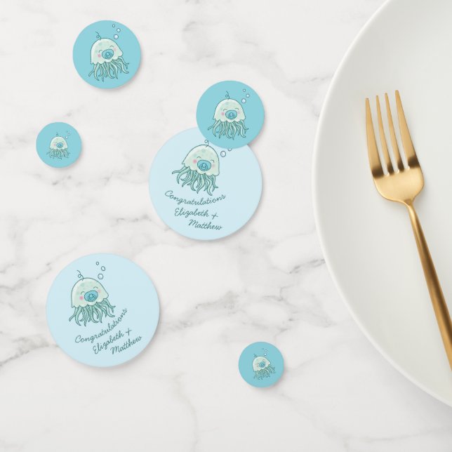 Cute Jellyfish Baby Shower Kawaii Blue Boy Confetti (Group)