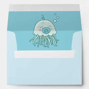 Cute Jellyfish Baby Shower Kawaii Blue Boy Envelope