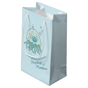 Cute Jellyfish Baby Shower Kawaii Blue Boy Small Gift Bag