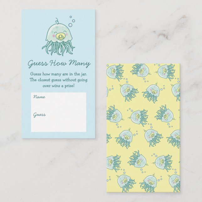 Cute Jellyfish Baby Shower Kawaii Guess How Many Enclosure Card (Front/Back)