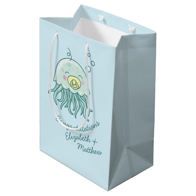 Cute Jellyfish Baby Shower Kawaii  Medium Gift Bag (Back Angled)