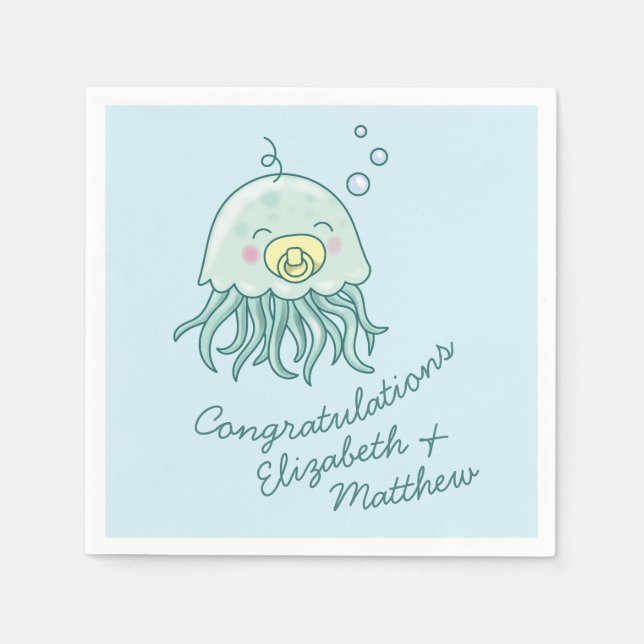 Cute Jellyfish Baby Shower Kawaii  Napkin (Front)