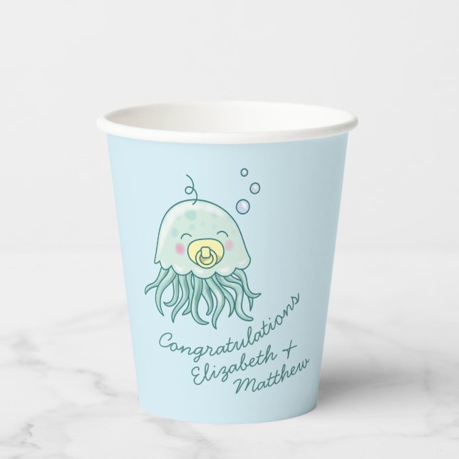Cute Jellyfish Baby Shower Kawaii  Paper Cups (Front)