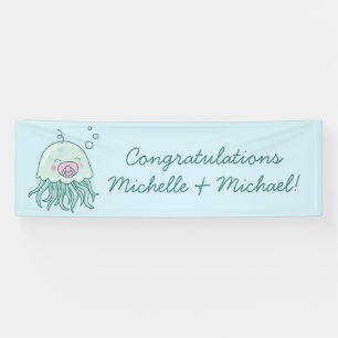 Cute Jellyfish Baby Shower Kawaii Pink Girl Banner