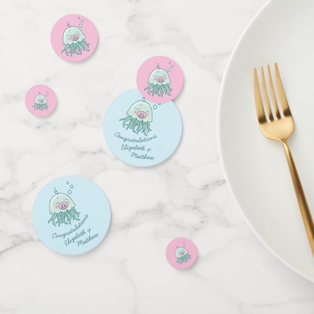 Cute Jellyfish Baby Shower Kawaii Pink Girl Confetti (Group)