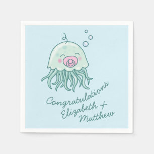 Cute Jellyfish Baby Shower Kawaii Pink Girl Napkin