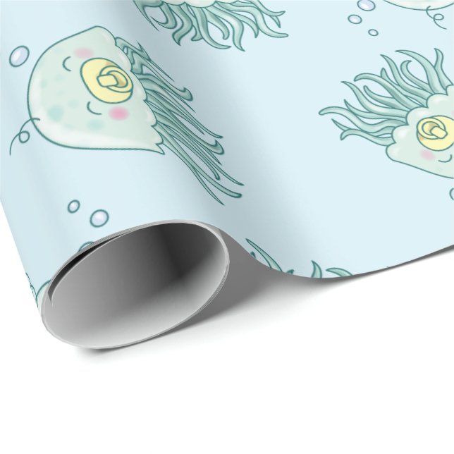 Cute Jellyfish Baby Shower Kawaii  Wrapping Paper (Roll Corner)