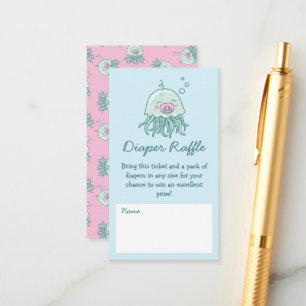 Cute Jellyfish Baby Shower Pink Girl Diaper Raffle Enclosure Card
