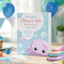 Cute Jellyfish Birthday Invitation