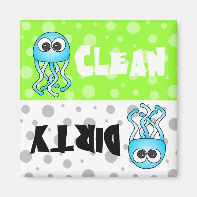 Cute Jellyfish Clean / Dirty Dishwasher Magnet (Front)