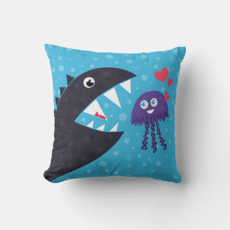 Cute Jellyfish In Love With Sea Monster Cushion
