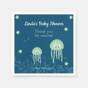Cute Jellyfish Neutral Personalised Baby Shower Napkin