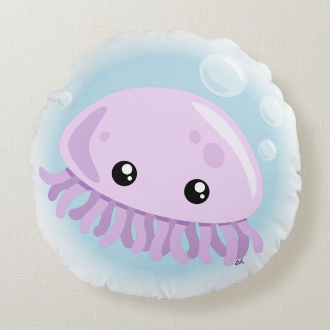 Cute Jellyfish Round Pillow (Front)