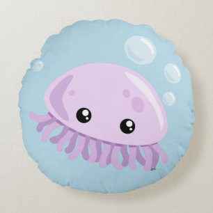 Cute Jellyfish Round Pillow