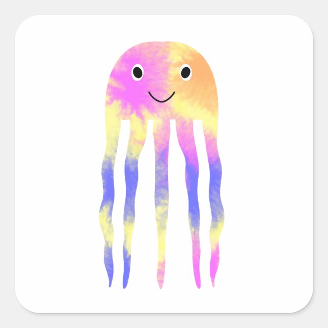 Cute Jellyfish Square Sticker (Front)