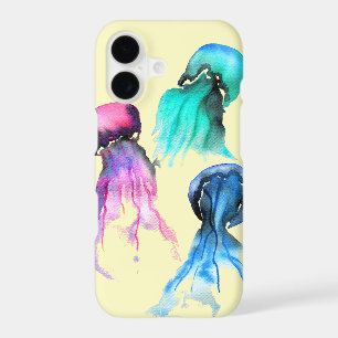 Cute jellyfish trio watercolor art
