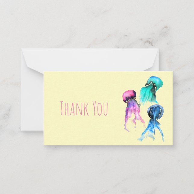Cute jellyfish trio watercolor art card (Front)
