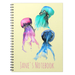 Cute jellyfish trio watercolor art notebook