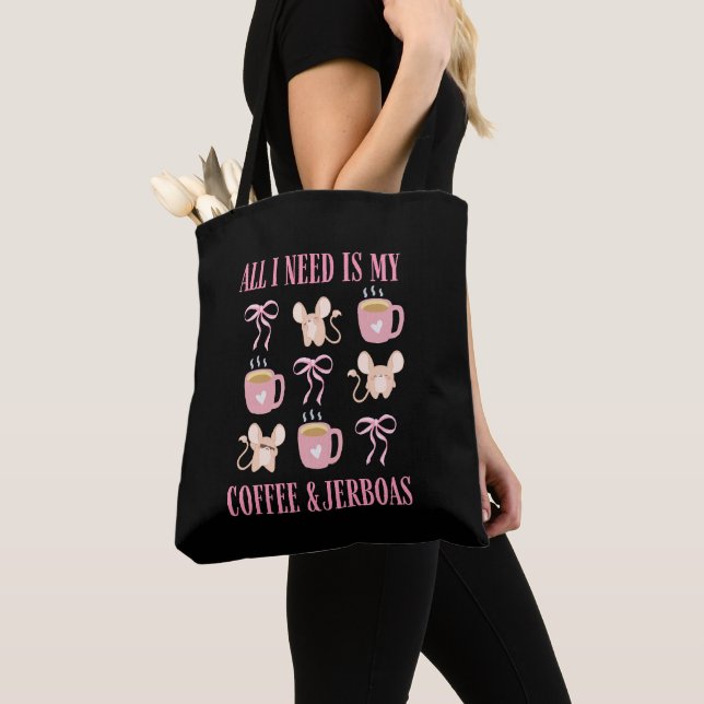 Cute JERBOA AND COFFEE Tote Bag (Close Up)