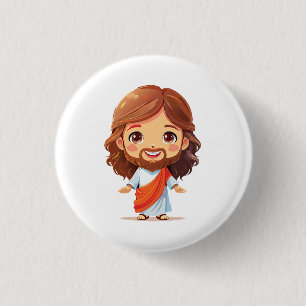 Cute Jesus Christ Illustration 3 Cm Round Badge
