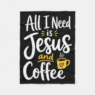 Cute Jesus Coffee Christian Faith Morning Prayer Fleece Blanket