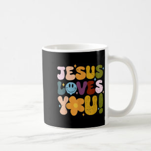 Cute Jesus Loves Groovy Christian Women Girl Kid Coffee Mug