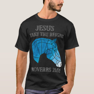 Cute Jesus Take The Reins Stained Glass Horse T-Shirt