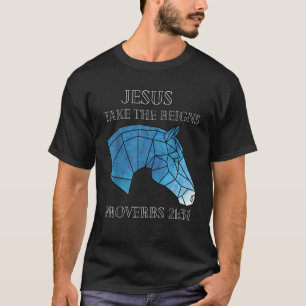 Cute Jesus Take The Reins Stained Glass Horse T-Shirt