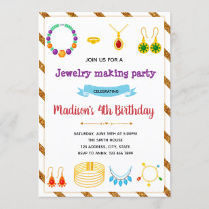 Cute Jewellery making party invitation