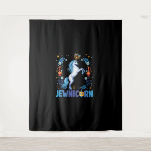 Cute Jewnicorn Jewish Unicorn Menorah Chanukah Han Tapestry