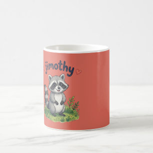 Cute Jimothy Racoon in the Garden with Hearts Coffee Mug