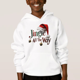 Cute “Jingle All The Way” Kids Pullover Hoodie