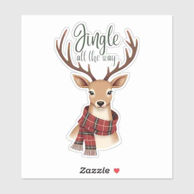 Cute Jingle All The Way Reindeer Sticker (Sheet)