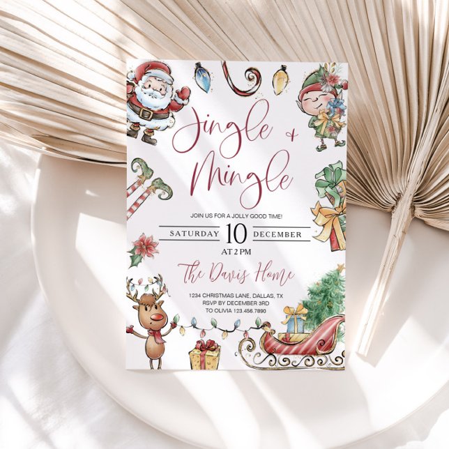 Cute Jingle and Mingle Christmas Party Invitation (Creator Uploaded)