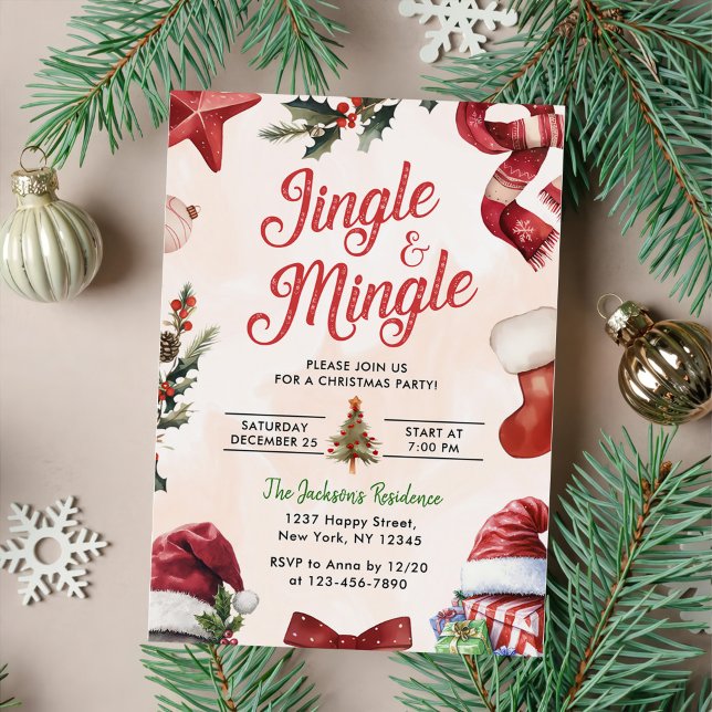 Cute Jingle & Mingle Christmas Party Invitation (Creator Uploaded)