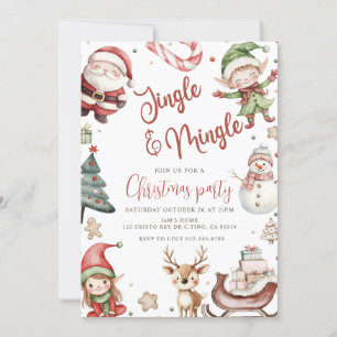 Cute Jingle & Mingle Christmas Party Invitation