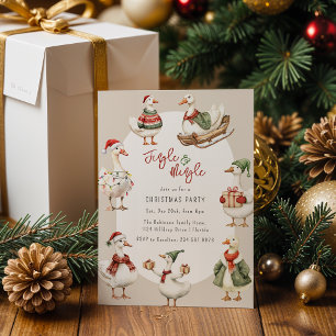 Cute Jingle & Mingle goose Christmas Party Invitation