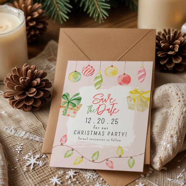 Cute Jingle & Mingle Pink Christmas Party Save The Date (Creator Uploaded)