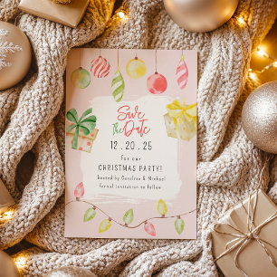 Cute Jingle & Mingle Pink Christmas Party Save The Date