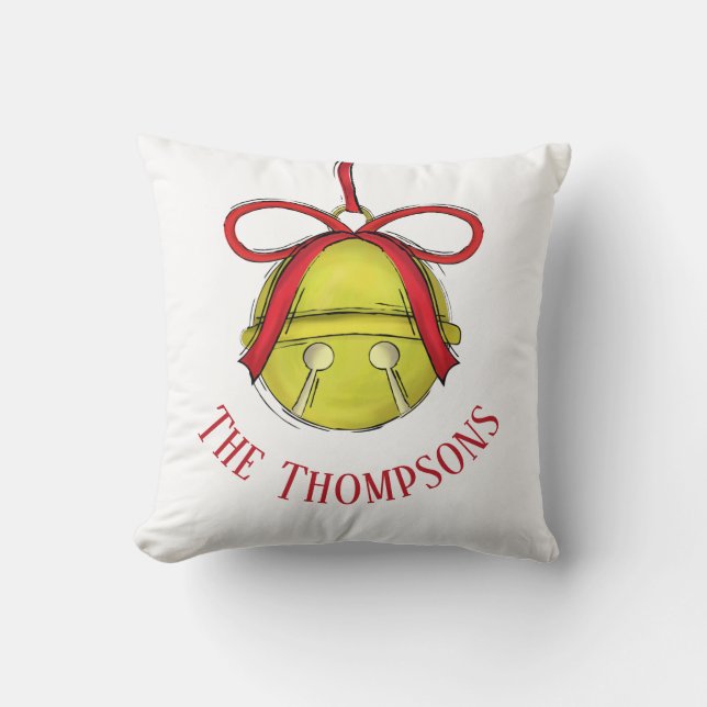 Cute Jingle Xmas Ornament Christmas Family Name Cushion (Front)