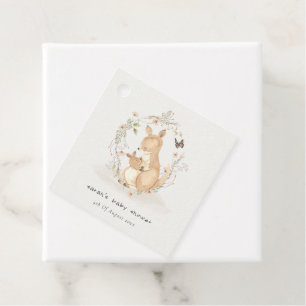 Cute Joey Mama Kangaroo Floral Wreath Baby Shower Favour Tags