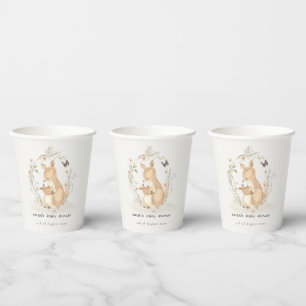Cute Joey Mama Kangaroo Floral Wreath Baby Shower Paper Cups