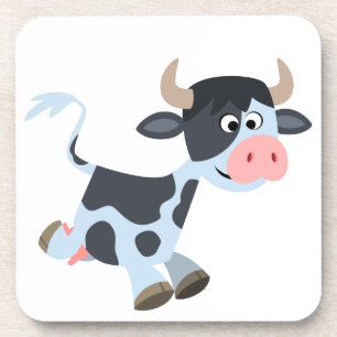 Cute Jogging Cartoon Cow Baby Coasters Set