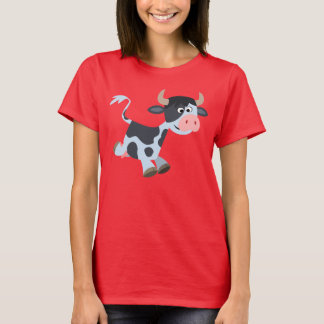 Cute Jogging Cartoon Cow Women T-Shirt