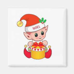 Cute jolly Christmas elf Magnet
