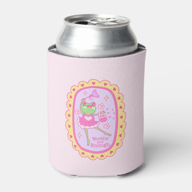 Cute Jolly Frog - Worthy and Enough Can Cooler (Can Front)