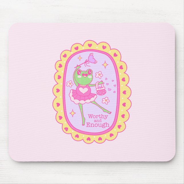 Cute Jolly Frog - Worthy and Enough Mouse Mat (Front)